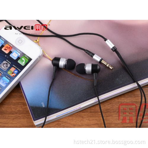 Retail boxes ES-Q3i earphones Awei headphone in ear with microphone Iphone,Samsung,MI,HTC